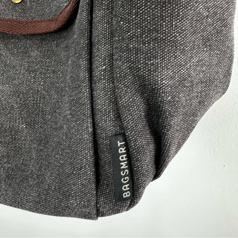 Bagsmart Gray and Brown Canvas Tote Shoulder Strap or Small Handle Laptop Pouch